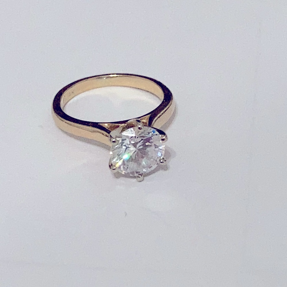 14k gold solitaire CZ engagement ring